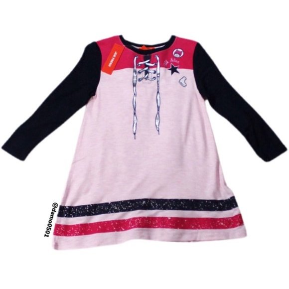 NWT Joe Fresh Pink Graphic Hockey Inspired Dress - Picture 2 of 8